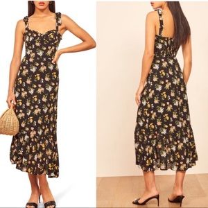 Reformation Nikita Blaxk Floral Dress